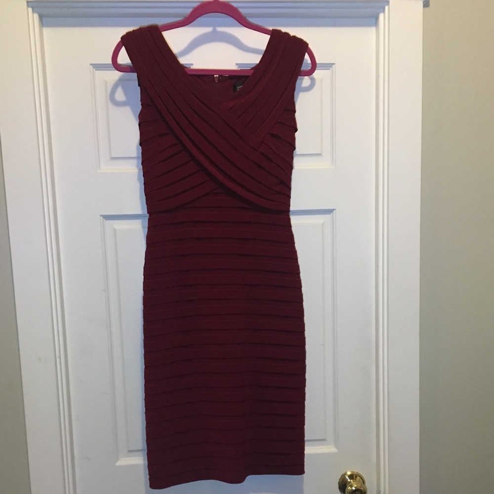 Adrianna Papell cabernet colored dress